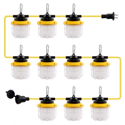 temporary work string light with cage, led work string light